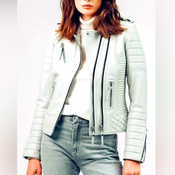 Limited Edition Boda Skins Gray Leather biker Jacket - Picture 3 of 10